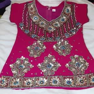 Dark fushia embroidered toddler's blouse